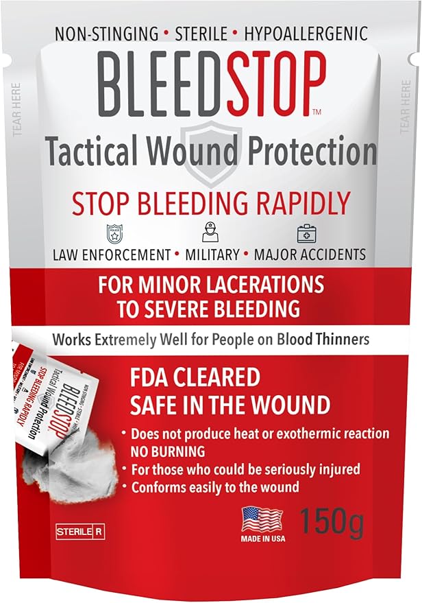 BleedStop First Aid Powder for Blood Clotting, Trauma Kit, Blood Thinner by BleedStop