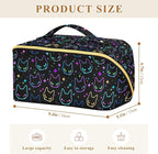 Makeup Organizer Bag, Colorful Neon Cat Heads Travel Makeup Bags Makeup Vanity Case Large Capacity Rhombus Cosmetic Toiletry Bag for Girl Women Ladies