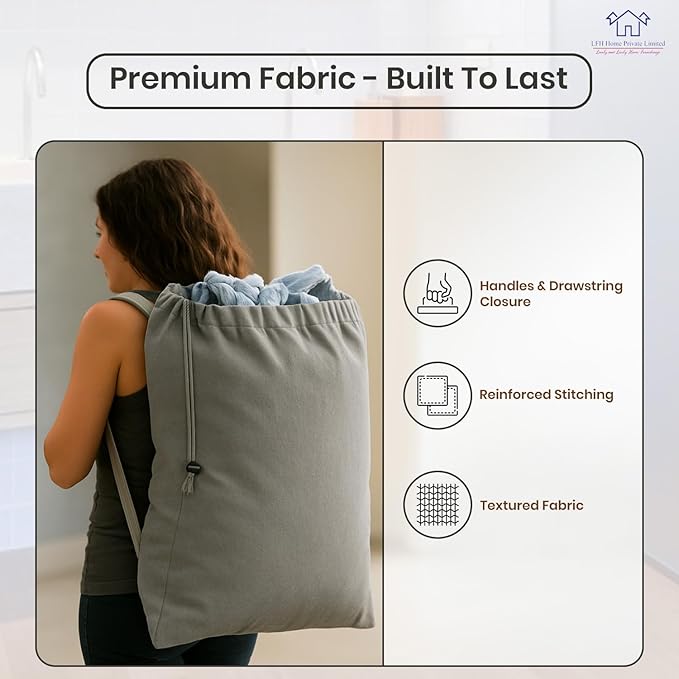 LFH Home Cotton Canvas Extra Large Laundry Bag - Image 7