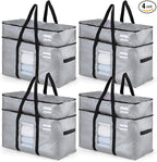 TAILI 2 Tier Extra Large Moving Bags, 4 Pack Silver Heavy Duty Totes by TAILI