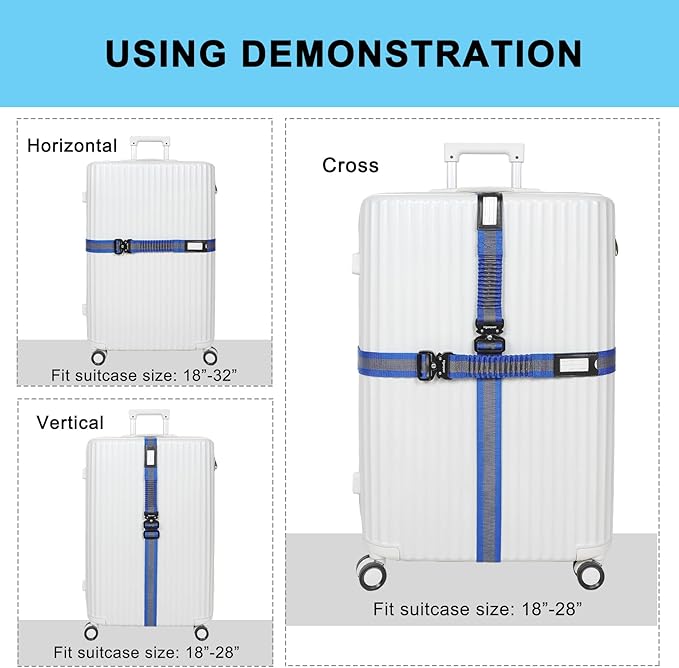 Vigorport Luggage Straps for Suitcases 2 Pack, Heavy Duty Metal Buckle Luggage - Image 5