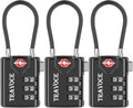 Search Alert TSA Approved Travel Combination Luggage Cable Locks by TRAVOCE