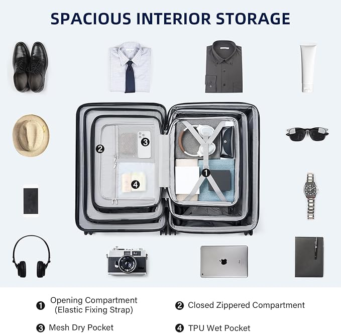 Hard Shell Suitcases Expandable Travel Luggage Sets 3 Piece, Carry on and Check - Image 7