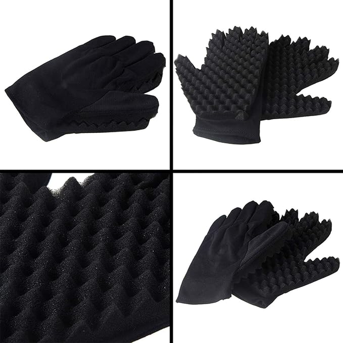 Airlxf Magic Curly Sponge Gloves - Curl Hair Wave Tutorial for Barbers, Twist Brush Styling Tool and Hair Brush