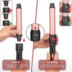 5 in 1 Curling Wand Set - SIQUER Curling Iron Set 1/2 to 1 1/4 Inch Beach Waves Wands 1 1/2 Inch Thermal Brush Fast Heating Up Hair Curlers for Women with Protective Gloves Clamps (Rose, Black)