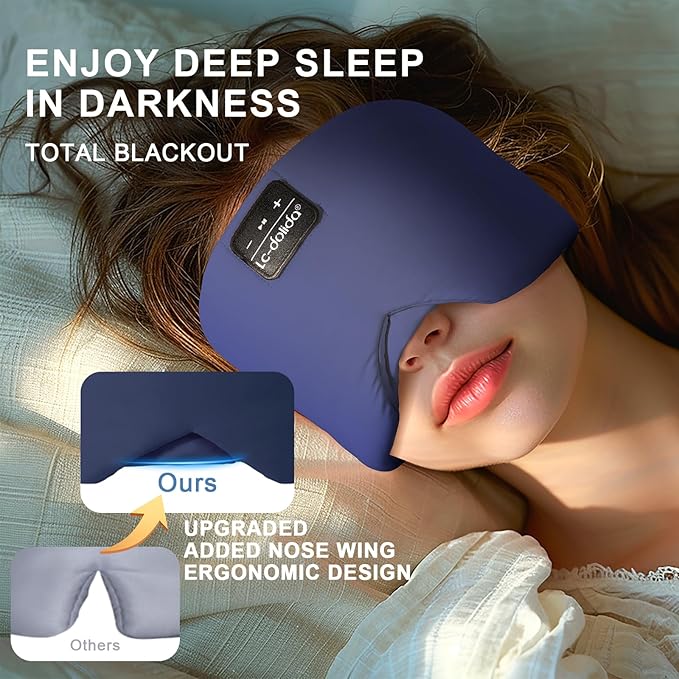 LC-dolida Sleep Mask with Bluetooth Headphones, Ice Silk Sleep Headphones with - Image 5