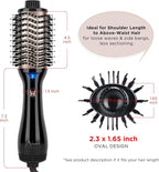 One Step Hair Dryer & Volumizing Hot Air Brush, Blow Dryer, Ceramic Straightener, Curler & Hot Comb 4 in 1 Salon Ionic Brush, Hair Styling Tools, Black