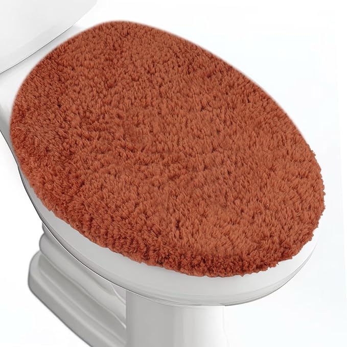 Microfiber Elongated Toilet Seat Cover 19.5"x 15" Machine Washable Solid Toilet by Baahrnom