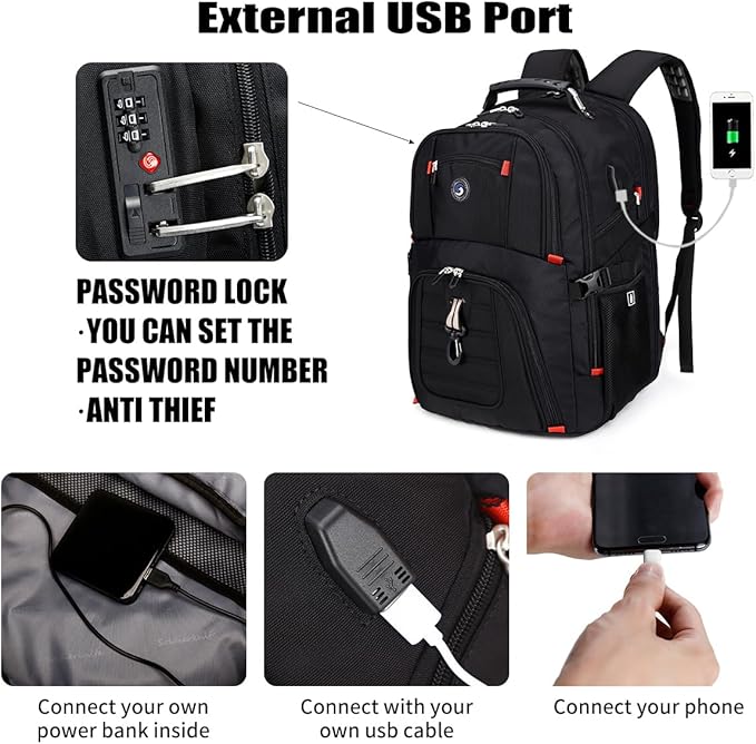 SHRRADOO Extra Large 50L Travel Laptop Backpack - Image 3