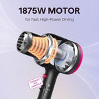 Wavytalk Hair Dryer with Diffuser, Blown Away Ionic Hair Dryer for Curly Hair with Comb, 1875W Fast Drying Blow Dryer with Ceramic Technology, 3 Attachments for All Hair Types, Light and Quiet, Black
