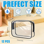 12 Pcs Clear Makeup Bag PVC Waterproof Zippered Clear Cosmetic Toiletry Makeup - Image 2