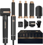 7 in ONE Hair Dryer Brush, Powerful Blow Dryer Brush with Air Curler for Hair, Brush Blow Dryer with Diffuser, Ionic Hot Air Brush Fast Dry, Volumize, Curls, Straight, Hair Styling Tools 100-120V