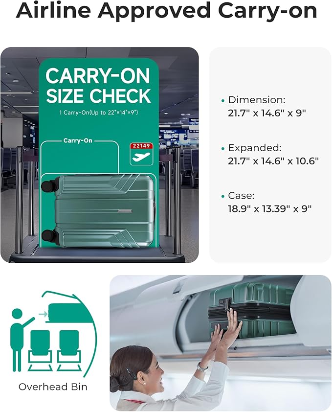 BAGSMART Expandable Carry On Luggage 22x14x9 Airline Approved, 1OO% PC - Image 4
