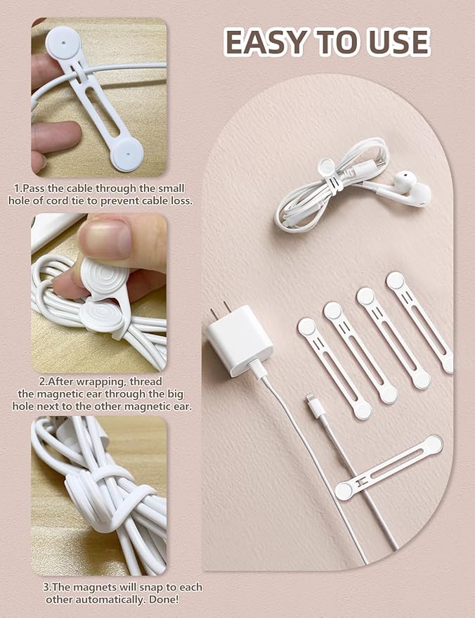 Reusable Silicone Magnetic Cord Ties - Image 5