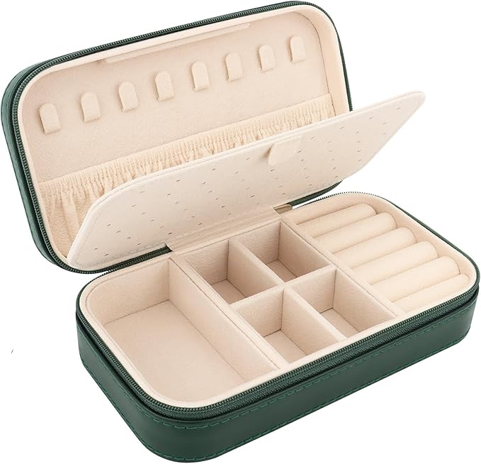 DesignSter Travel Jewelry Box, PU Leather Portable Jewelry Case, Small Jewelry by DesignSter