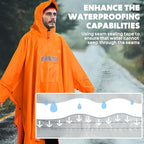 ANYOO Hooded Rain Poncho for Adults Waterproof Lightweight Rain Coat for Men - Image 5