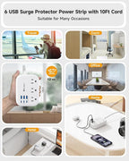 6 USB Surge Protector Power Strip- Extension Cord 10 Ft - Image 6