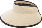 Joywant Womens Sun Visor Hats, Packable Wide Brim Ponytail Beach Hat Straw by Joywant