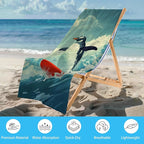 WZOMT Microfiber Penguin Beach Towel Oversized, Cute Penguin Surfing Ocean - Image 2