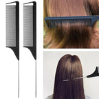 8Pcs Black Hair Brushes Set with 4Pcs Topsy Tail Tools, Teasing Bristle Brush, Edge Control Brush, and 2Pcs Metal Pin Rat Tail Combs for Women's Hair Styling and Brushing