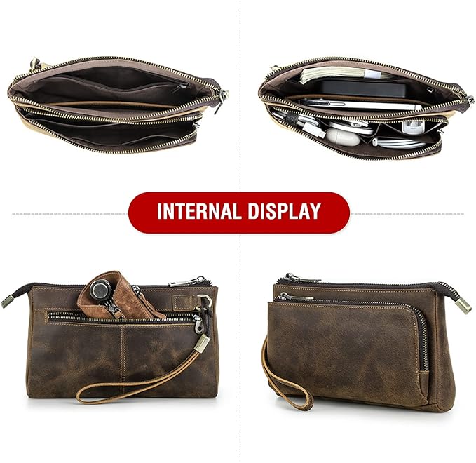Electronic Organizer Zipper Bag Tech Kit, Top Grain Leather Handmade, Portable - Image 8