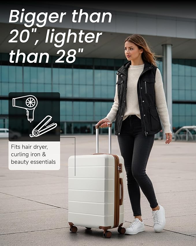 24 Inch Luggage with Spinner Wheels, Expandable Hardside Medium Checked Suitcase - Image 2