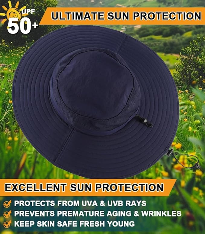 Home Prefer UPF50+ Mens Sun Hat Wide Brim Fishing Hat Foldable Large Brim UV - Image 5