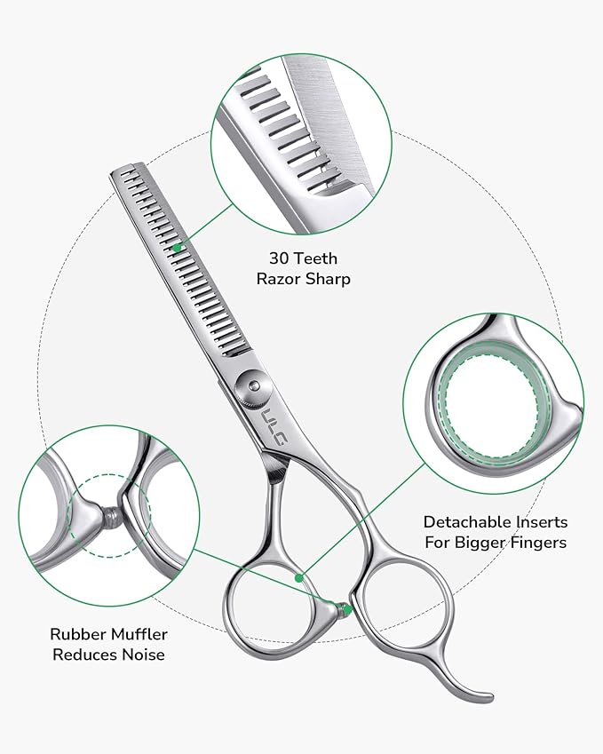 ULG Hair Thinning Scissors, Thinning Shear for Hair Cutting 6.5 inch Right-Hand Barber Scissors Salon Texturizing Shears Made of Japanese Stainless Steel, Silver