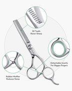 ULG Hair Thinning Scissors, Thinning Shear for Hair Cutting 6.5 inch Right-Hand Barber Scissors Salon Texturizing Shears Made of Japanese Stainless Steel, Silver