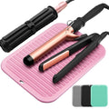 Large Silicone Heat Resistant Mat for Hair Tools, Heat Pad for Curling Iron, Iron Flat Appliances Hair Styling Tools, Portable Vanity Pad Accessories/Organizer (Pink)