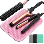 Large Silicone Heat Resistant Mat for Hair Tools, Heat Pad for Curling Iron, Iron Flat Appliances Hair Styling Tools, Portable Vanity Pad Accessories/Organizer (Pink)