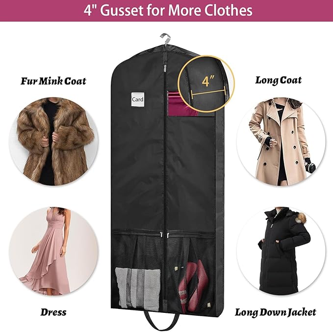 54" Garment Bags for Travel, 2 Pack Dress Bag for Hanging Clothes Storage - Image 5