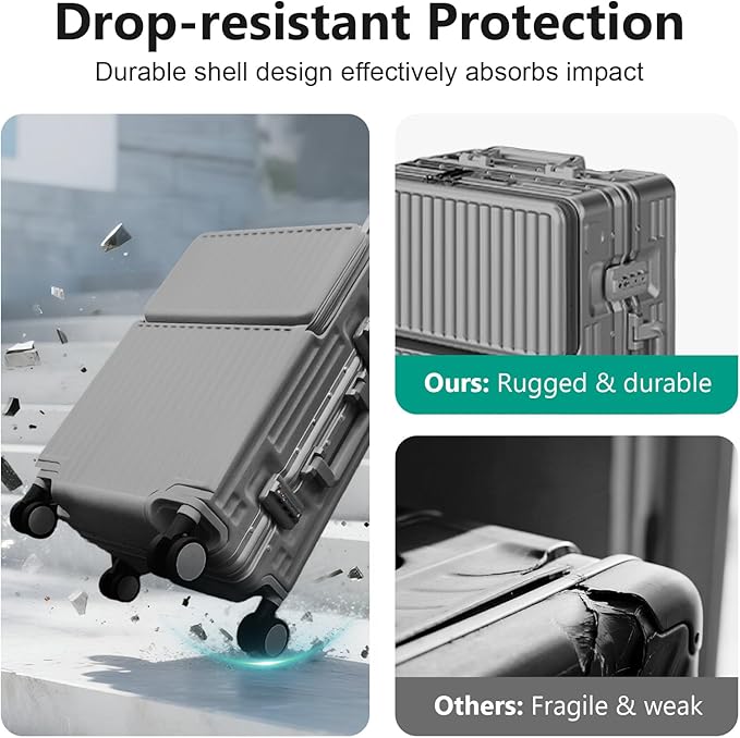 Hard Shell Luggage 20 Inch Travel Suitcase, ABS Aluminum Frame, Lightweight - Image 3