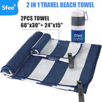 Sfee 2 in 1 Microfiber Beach Towel, Quick Dry Towel Camping Towel Travel Towel - Image 6