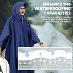 ANYOO Hooded Rain Poncho for Adults Waterproof Lightweight Rain Coat for Men - Image 5