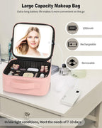 Makeup Bag With LED Mirror, Travel Makeup Case with Light up Mirror Large - Image 8