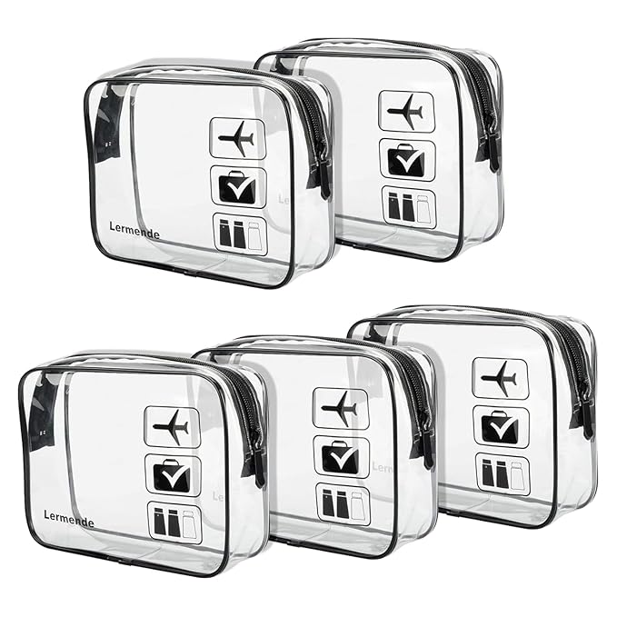 Lermende 2pcs Clear Toiletry Bag TSA Approved Travel Bag, Carry On by Lermende