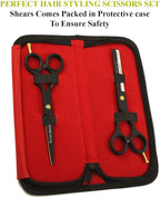 Professional Hair Cutting Scissors - Krisp Shave Stainless Steel Salon Barber Thinning Scissor (6 Inch) - Shears for Men's Beard Mustache Women Kids Pets Haircut All Purpose Shear Kit/Set, KSP-785