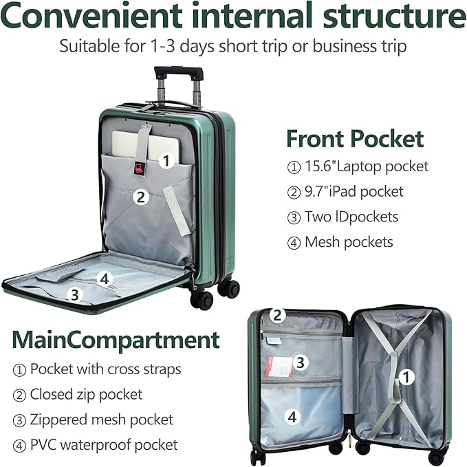 TydeCkare 20 Inch Carry On Luggage - Image 3