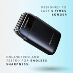 Blade & Stone PS501 Foil Shaver for Men – Dual Foil Cordless Shaver with Graphene-X Blades and 8000 RPM Digital Motor – All-Metal, Rechargeable Wet and Dry Razor – Dark Night