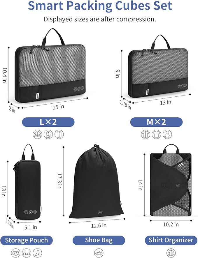 WANDF 7 Set Compression Packing Cubes - Image 3