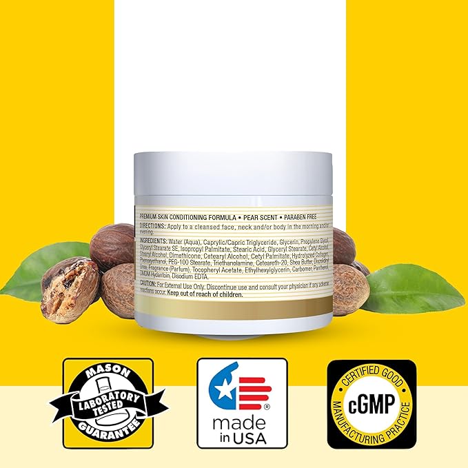 MASON NATURAL Collagen Premium Skin Cream, Women’s Anti,Aging Face & Body Daily Moisturizer for Hydration & Firmness, Pear Scent, 4 oz