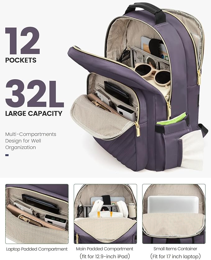 LOVEVOOK Laptop Backpack for Women, Large Capacity Travel Computer Work Bag - Image 2