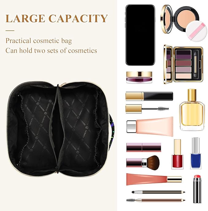 Makeup Organizer Bag, Magic Galaxy Bat Travel Makeup Bags Makeup Vanity Case Large Capacity Rhombus Cosmetic Toiletry Bag for Girl Women Ladies