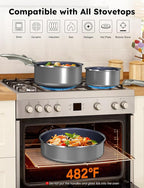 Pro DUXANO 12PC Nonstick Pots and Pans Set&Hybrid 3-Ply Stainless Steel Skillet - Image 9