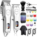 Karrte Professional Hair Clippers and Trimmer Kit,Cordless Hair Cutting Kit,Barber Supplies for Men Beard Trimmer Mens Grooming Kit Accessories (Silver)