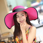 DRESHOW Beach Hats for Women Big Straw Wide Brim Summer Hat Floppy Foldable - Image 3