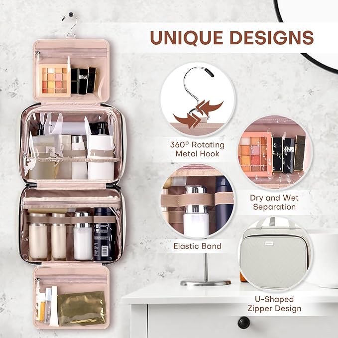 Toiletry Bag for Women with Jewelry Organizer Compartment, Travel Makeup - Image 4