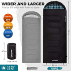 KingCamp Sleeping Bag for Adults, Cold Weather & Warm XL Big and Tall Flannel - Image 2