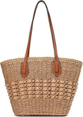 Straw Beach Bags for Women Woven Beach Tote Bag Casual Boho Large Shoulder by YAVCOOL